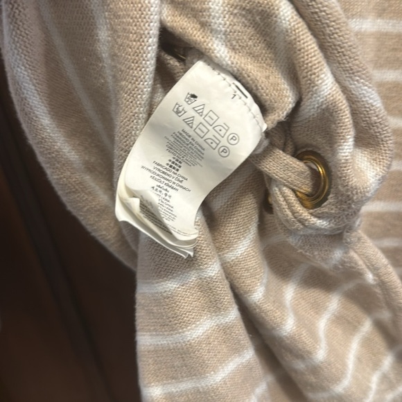Michael Kors Women’s Tan White Stripe Pullover Sweater Ties On The Side - Picture 12 of 12